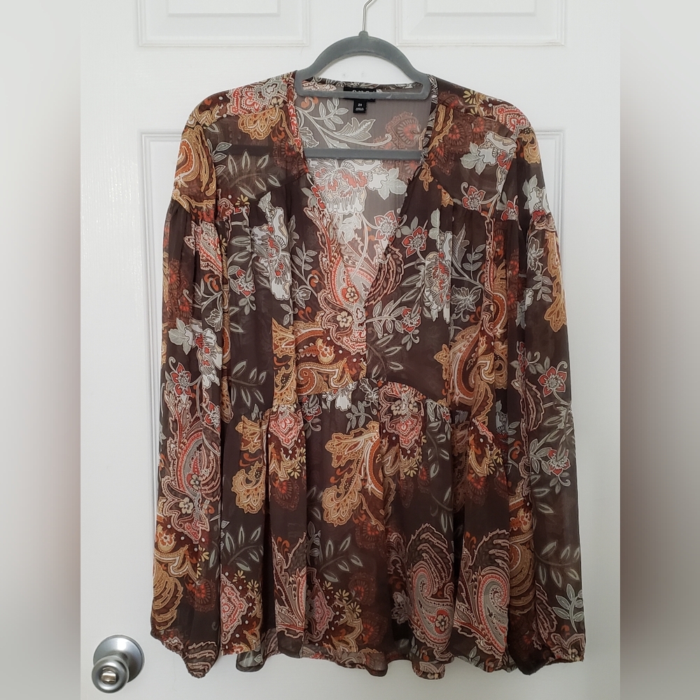 BUNDLE 3 FOR $35   Lovely Sheer a.n.a Paisley Boho Blouse
